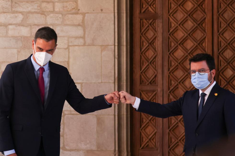 Catalonia's regional President Aragones meets Spanish PM Sanchez, in Barcelona