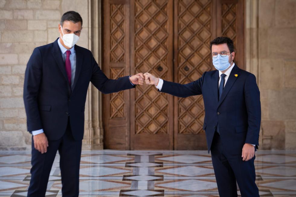 Reunión entre Pedro Sánchez y Pere Aragonès