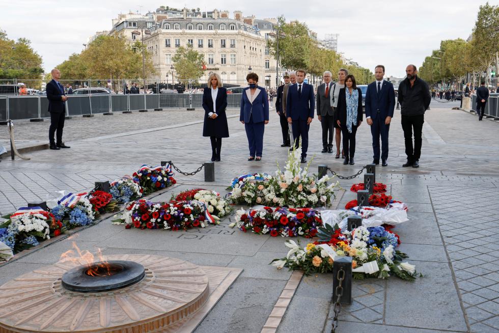 Inauguration of the wrapped Arc de Triomphe in Paris