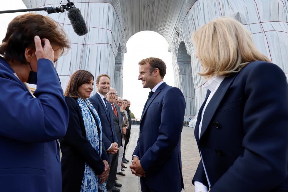 Inauguration of the wrapped Arc de Triomphe in Paris