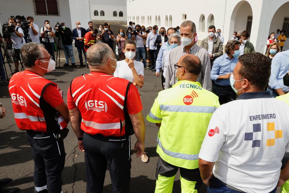Spain's King Felipe VI visits the Canary Island of La Palma days after the volcanic eruption