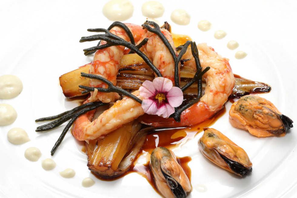 Ensalada de langostinos escabechados de Los Xarmientos.