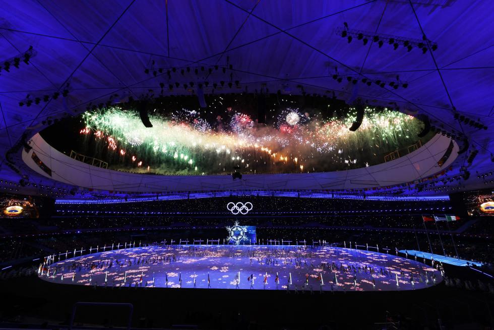 2022 Beijing Olympics - Closing Ceremony - National Stadium, Beijing, China - February 20, 2022. General view of fireworks during the closing ceremony. REUTERS/Eloisa Lopez OLYMPICS-2022-CLOSING/