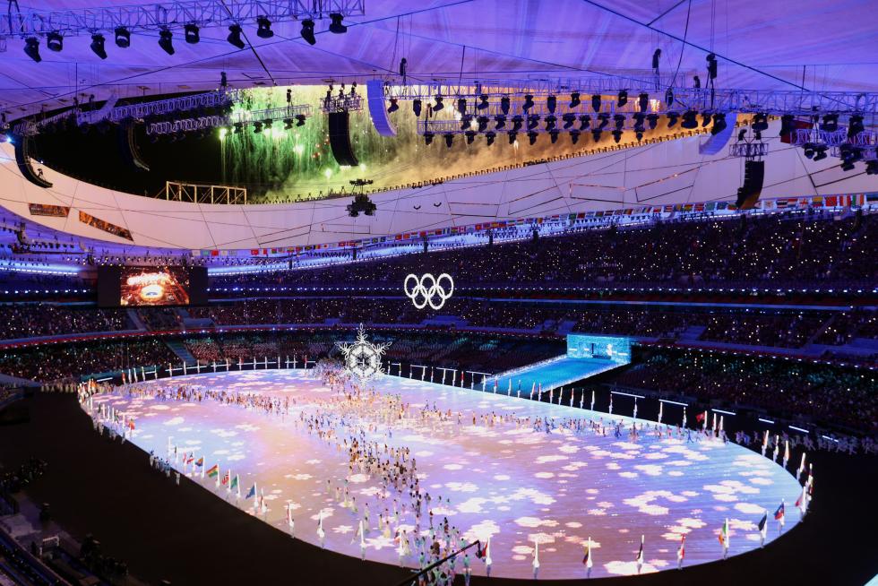 Beijing (China), 20/02/2022.- Actors perform during the Closing Ceremony for the Beijing 2022 Olympic Games at the National Stadium, also known as Bird's Nest, in Beijing China, 20 February 2022. EFE/EPA/ROMAN PILIPEY
CHINA BEIJING 2022 OLYMPIC GAMES