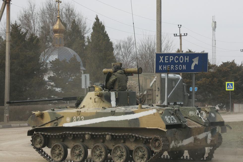 Militares en Armyansk (Ucrania).
