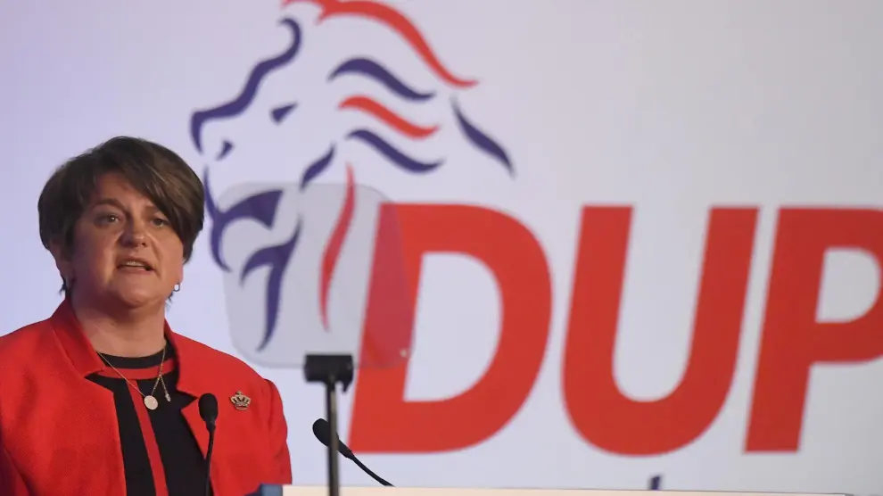 Arlene Foster, líder del Partido Democrático Unionista (DUP) de Irlanda del Norte.