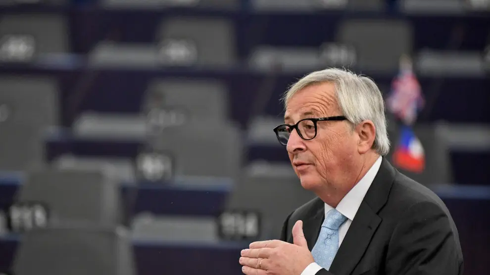 El presidente de la Comisión Europea, Jean-Claude Juncker, durante su discurso en el Parlamento Europeo.