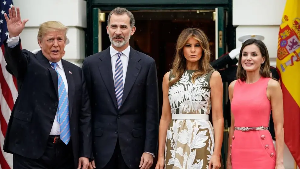 19 DE JUNIO. Reunión de los reyes don Felipe y doña Letizia con el presidente de los EE.UU. Donald Trump y su esposa Melania, durante un viaje oficial de los monarcas a Estados Unidos