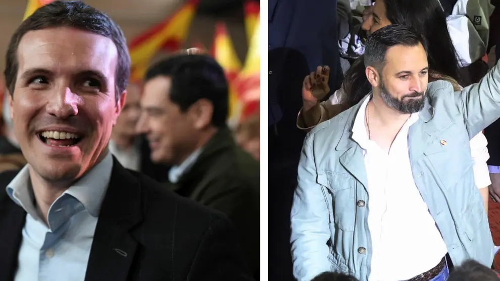 Pablo Casado (PP) y Santiago Abascal (Vox)