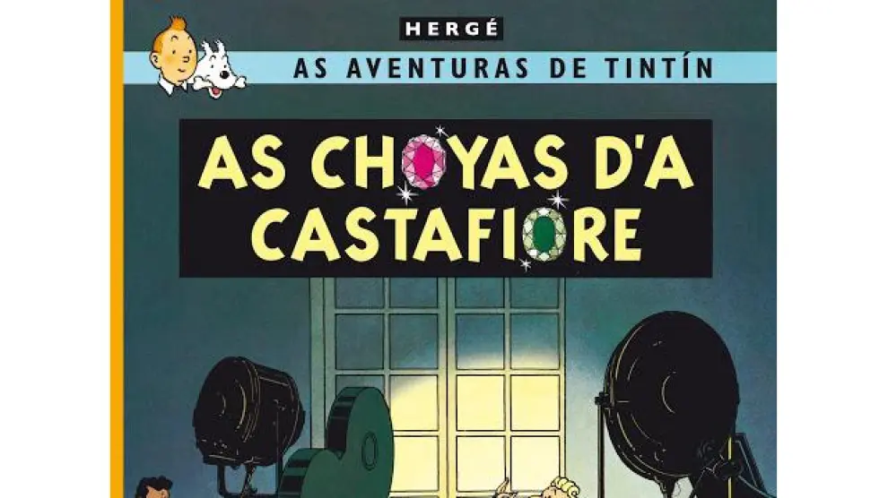 Portada del cómic 'As choyas d'a Castafiore', en aragonés.