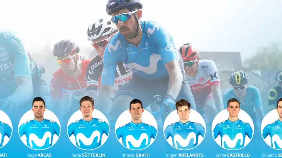 Cartel con el que Movistar Team ha anunciado su '7' para la Roubaix 2019.