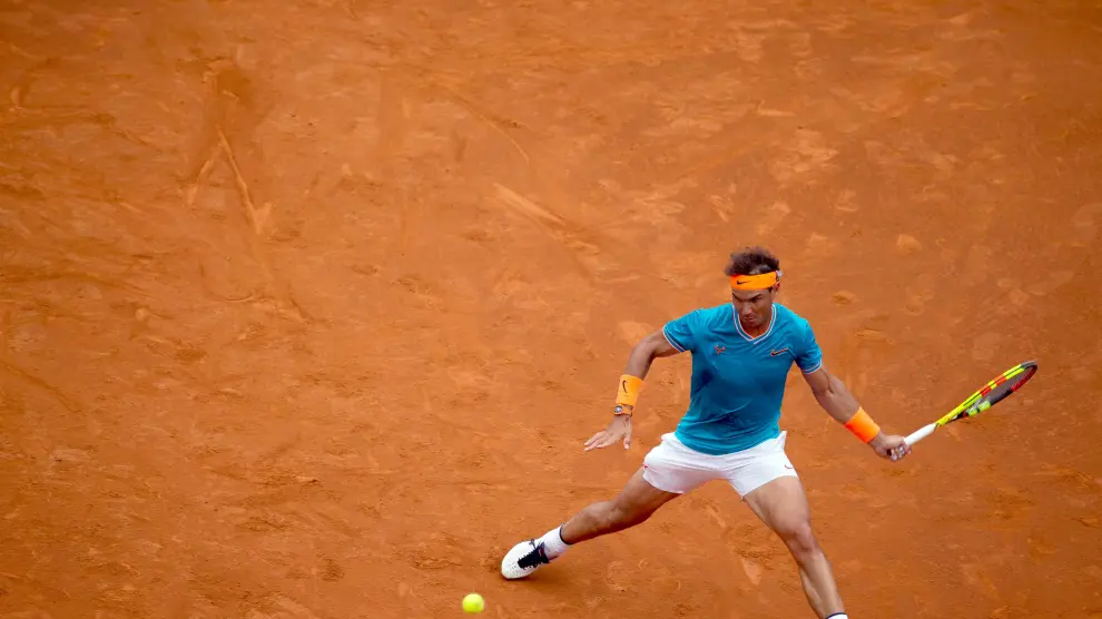 Rafa Nadal durante el partido de tercera ronda del Barcelona Open Banc Sabadell ante David Ferrer.