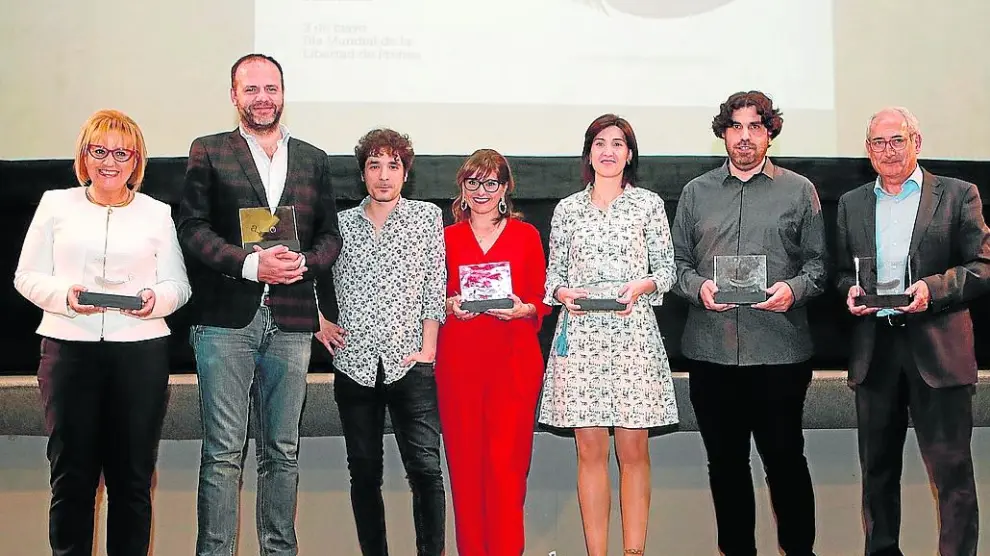 Los galardonados en los premios de la Asociación de Periodistas de Aragón