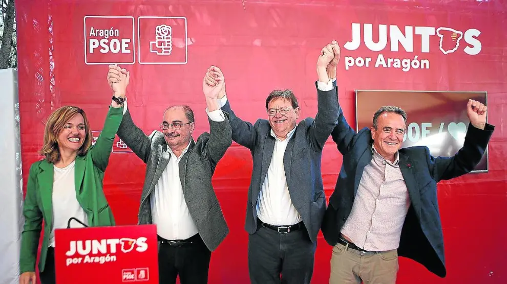 Pilar Alegría, Javier Lambán, Ximo Puig y Juan Antonio Sánchez Quero.
