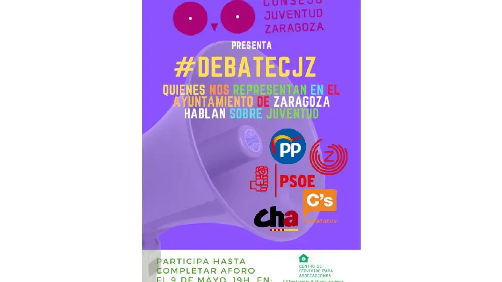 Cartel del debate organizado por el Consejo de la Juventud de Zaragoza.