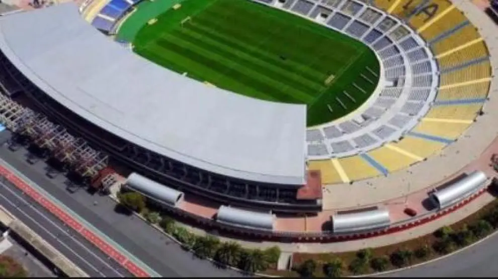 El estadio de Las Palmas, el Gran Canaria, donde el domingo jugará el equipo local ante el Rayo Majadahonda, partido clave para la combinatoria de puntos por el descenso a Segunda B.