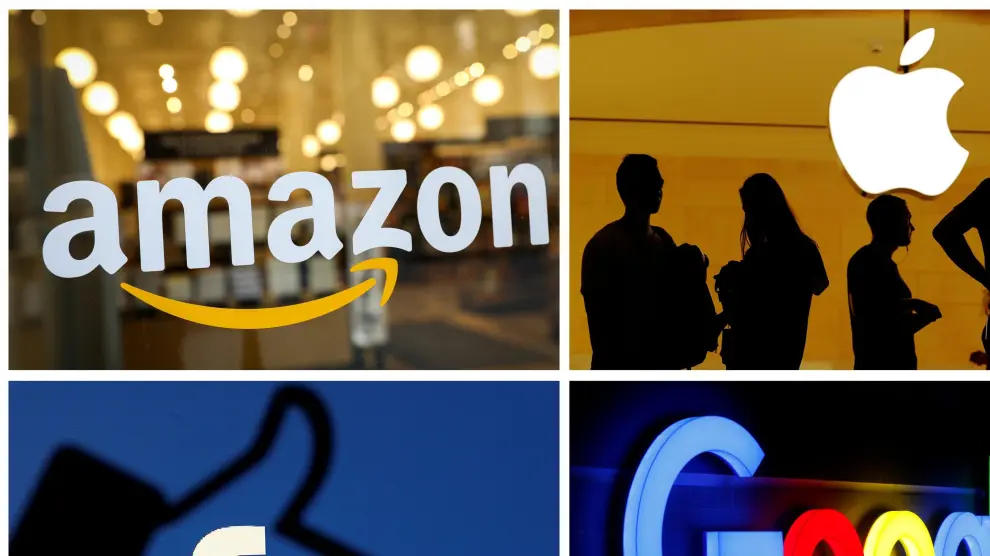 The logos of Amazon, Apple, Facebook and Google are seen in a combination photo from Reuters files. REUTERS/File Photos [[[REUTERS VOCENTO]]] USA-TECHNOLOGY/ANTITRUST