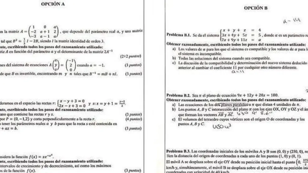 Este es el polémico examen de matemáticas en Valencia