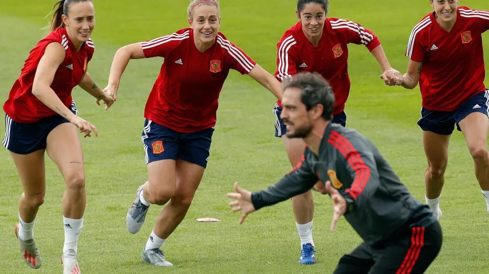 Entrenamiento de la selección española de fútbol femenino.