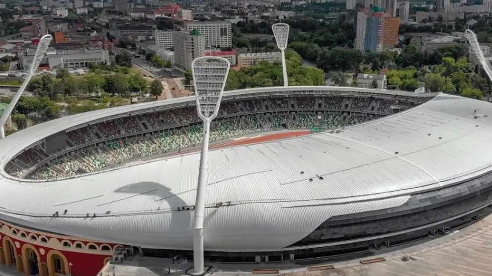 Estadio Dinamo, en Minsk, donde se celebrará la ceremonia inaugural.