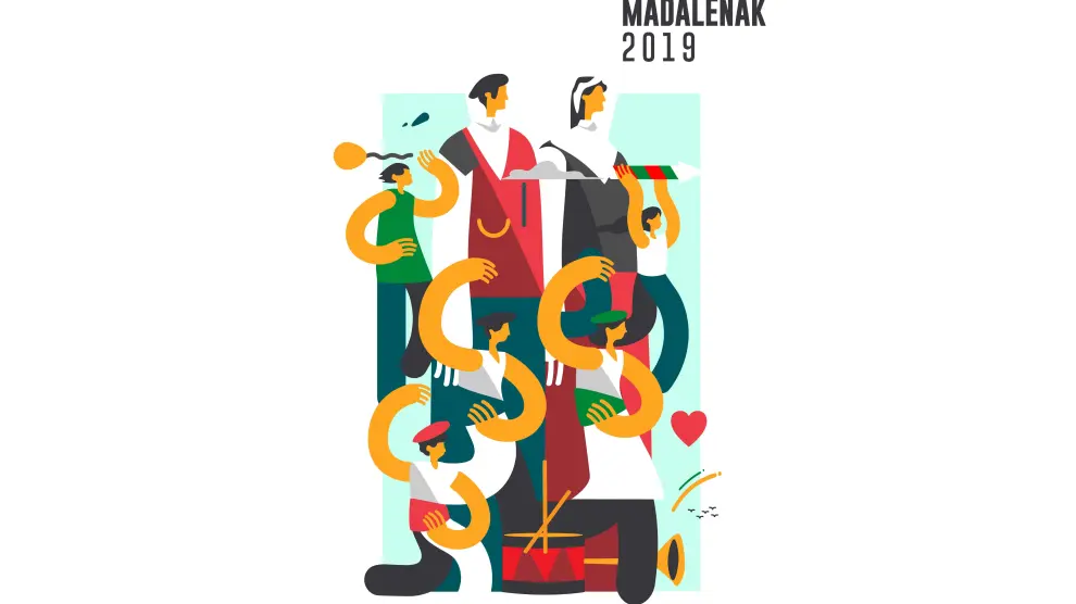 El cartel ‘Madalenak S’ diseñado por el zaragozano Samuel Akinfenwa