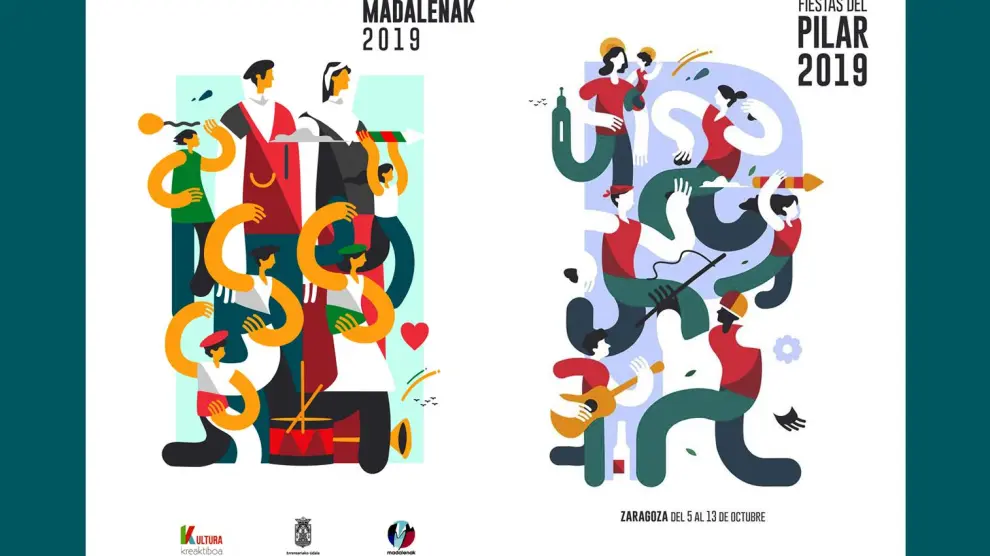 El cartel de Madalenak y de las Fiestas del Pilar de Samuel Akinfenwa