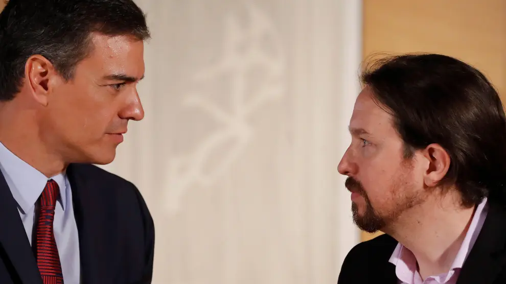 Reunión de Pedro Sánchez y Pablo Iglesias.