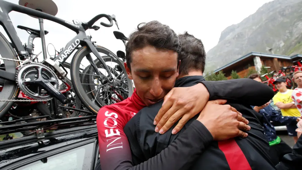 Cycling - Tour de France - The 126.5-km Stage 19 from Saint-Jean-de-Maurienne to Tignes - July 26, 2019 - Team INEOS rider Egan Bernal of Colombia reacts after confirmation that he wins the stage and will be the new yellow jersey. REUTERS/Christian Hartmann [[[REUTERS VOCENTO]]] CYCLING-FRANCE/