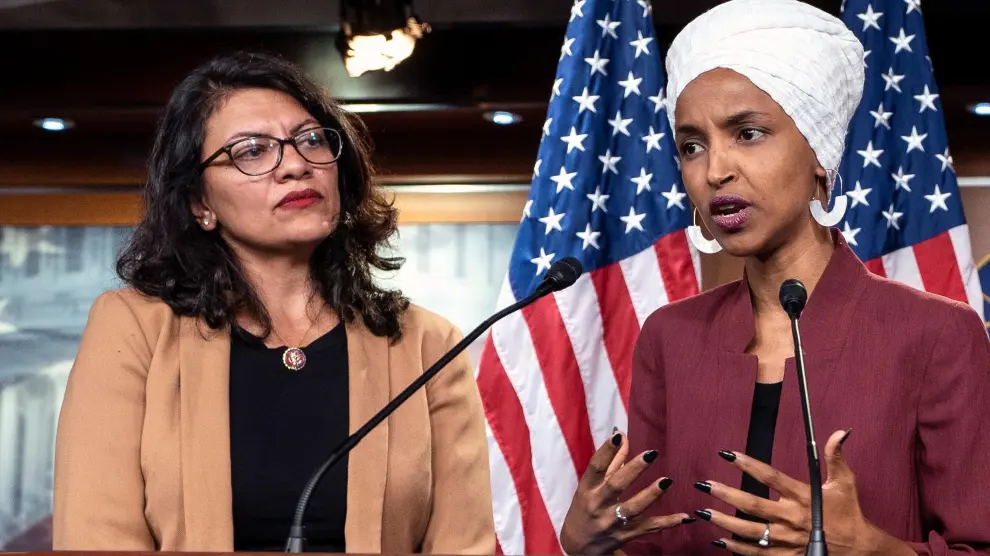 Las congresistas demócratas estadounidenses Ilhan Omar y Rashida Tlaib.