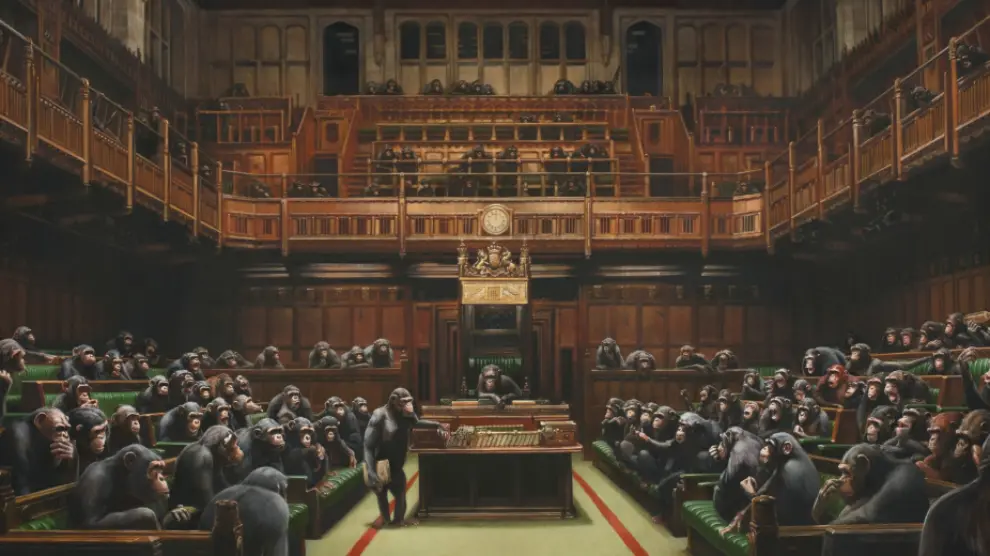 La obra de Banksy titulada 'Devolved Parliament'.