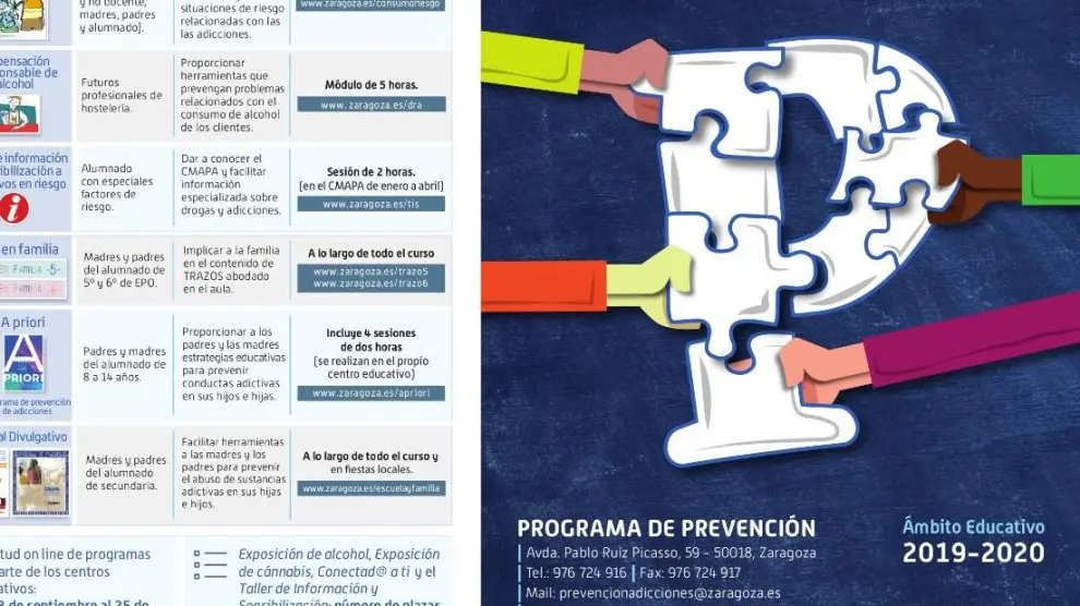 Portada del folleto informativo del programa de prevención