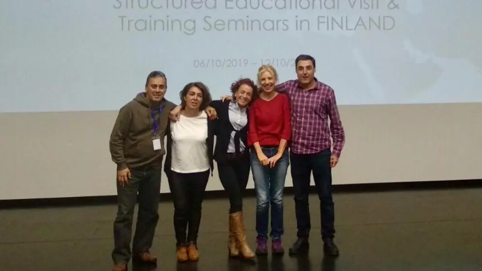 El equipo de docentes de Calatayud que ha viajado a Finlandia