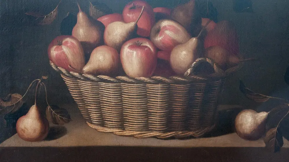'Cesta con manzanas y peras', de Bernardo Polo, mide 47 por 74 centímetros