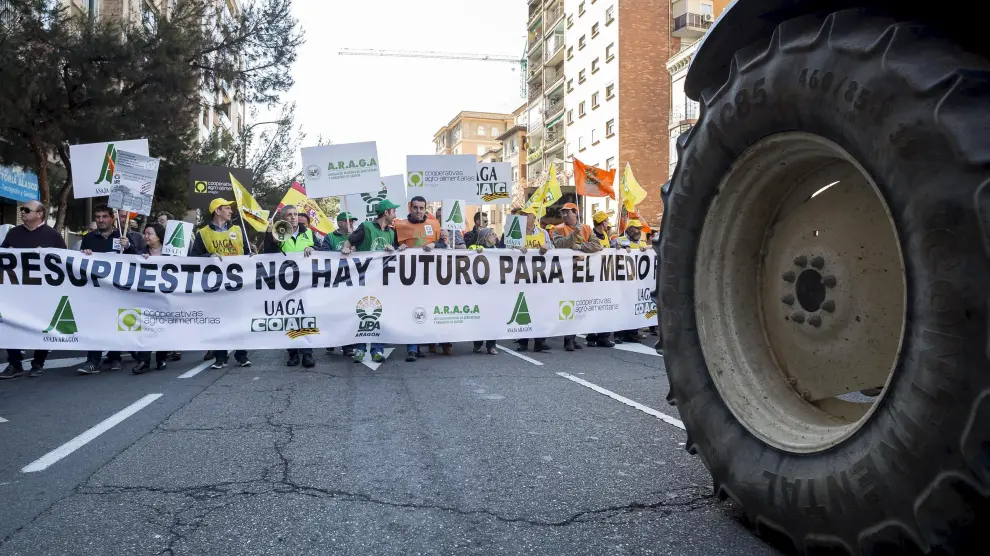 Manifestación de agricultores en Zaragoza en 2017.