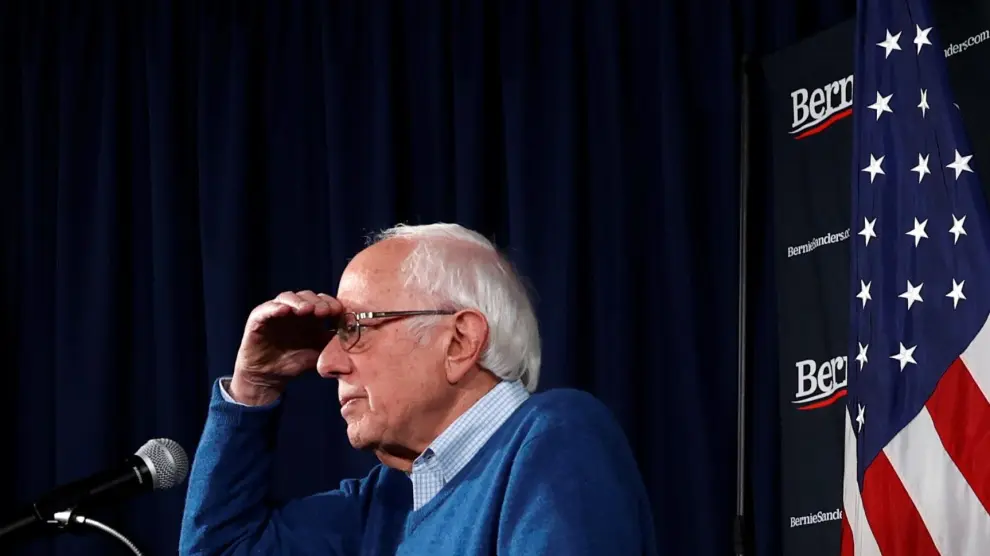 Bernie Sanders, este jueves durante una rueda de prensa en Manchester, New Hampshire.