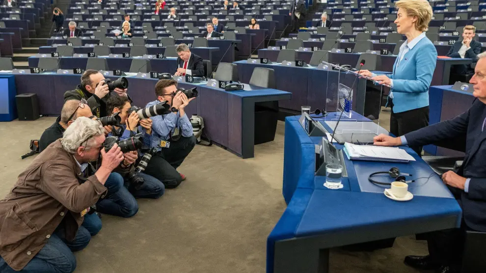 Ursula von del Leyen, durante su intervención de este martes en el Parlamento Europeo.