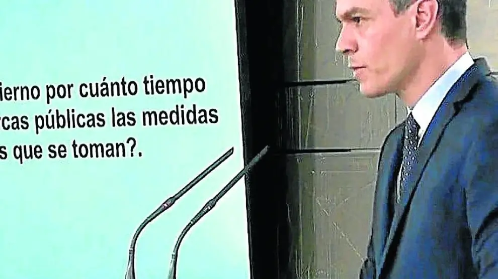 Pedro Sánchez durante su comparecencia de ayer.