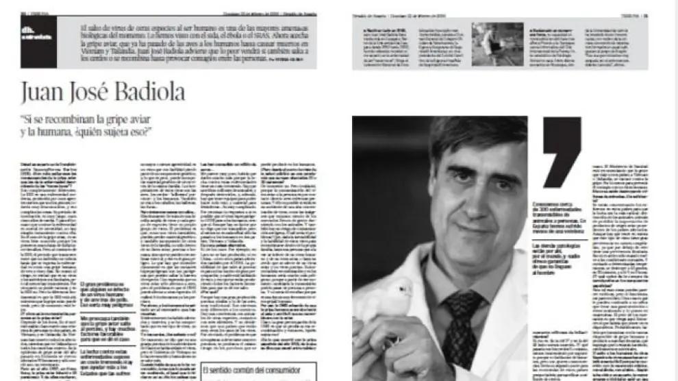 Entrevista con Juan José Badiola publicada en Heraldo de Aragón el 22 de febrero de 2004