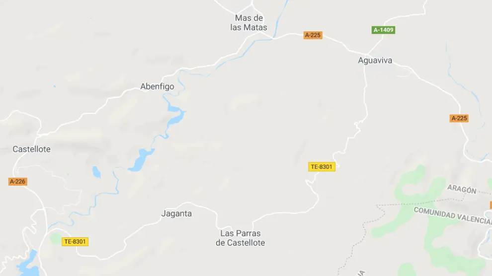 El accidente que se ha producido en la carretera TE-8301 entre Aguaviva y Las Parras de Castellote,
