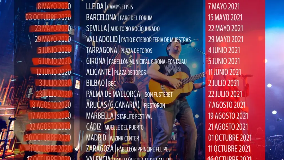 La Gira Fuego se terminará en 2021 con los siguientes conciertos.