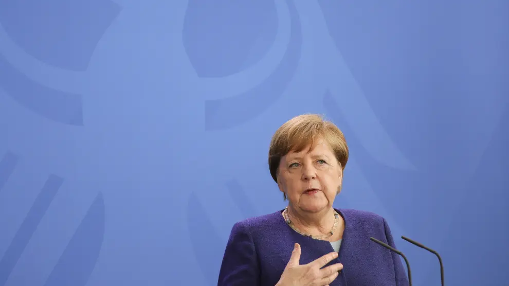 La canciller alemana, Angela Merkel, el miércoles en una comparecencia en Berlín,