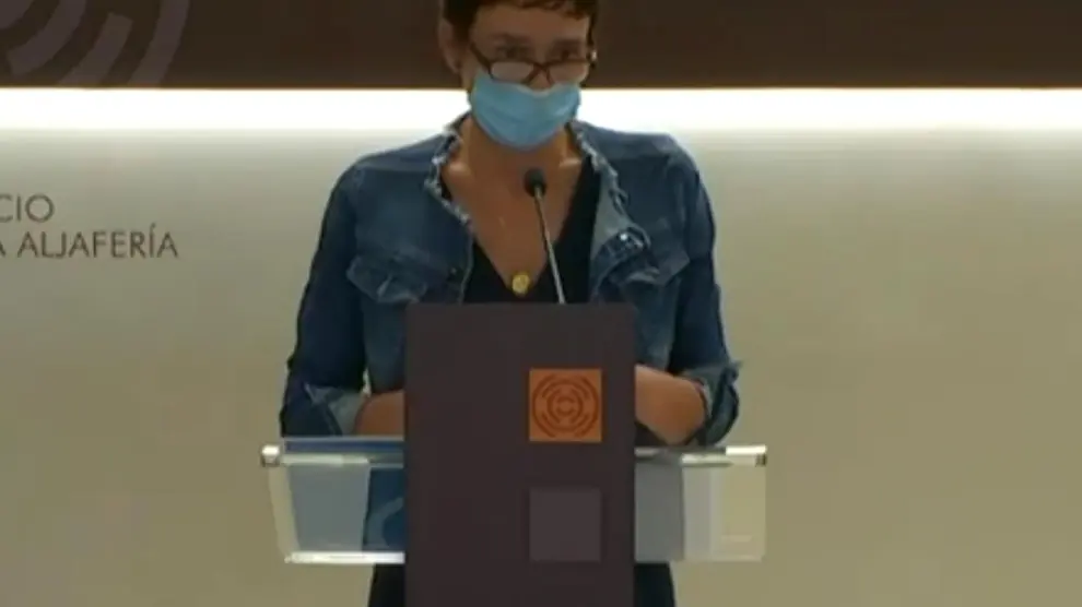 Ana Marín, portavoz de Sanidad del PP en las Cortes, durante la rueda de prensa.