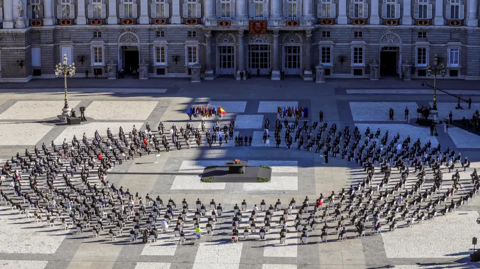 Un momento del homenaje de Estado a las víctimas del coronavirus el pasado 16 de julio en el Palacio Real de Madrid.