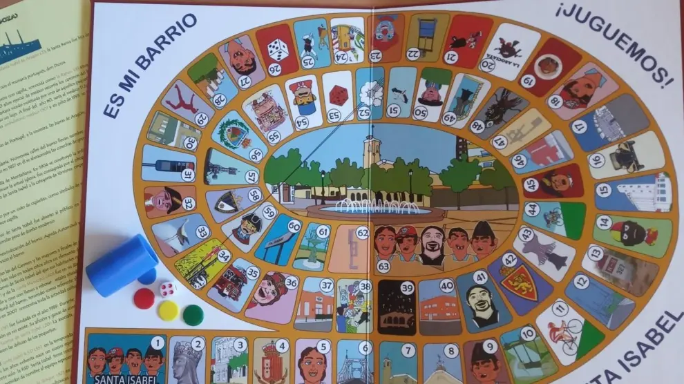 Tablero del juego con ilustraciones de Luis Huerto Elías.