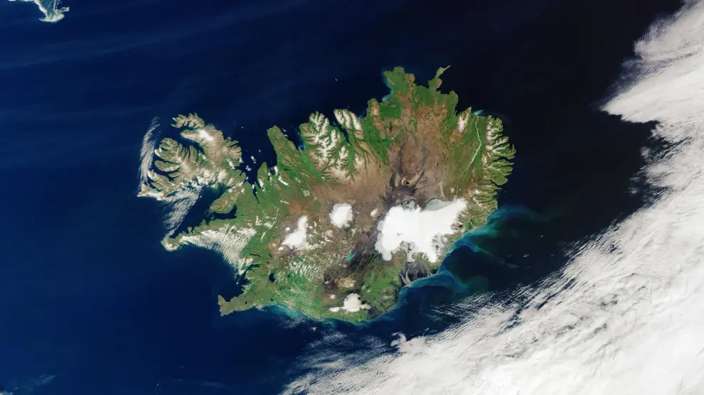 Imagen de Islandia sin nubes, tomada por el satélite de observación terrestre Copernicus Sentinel-3