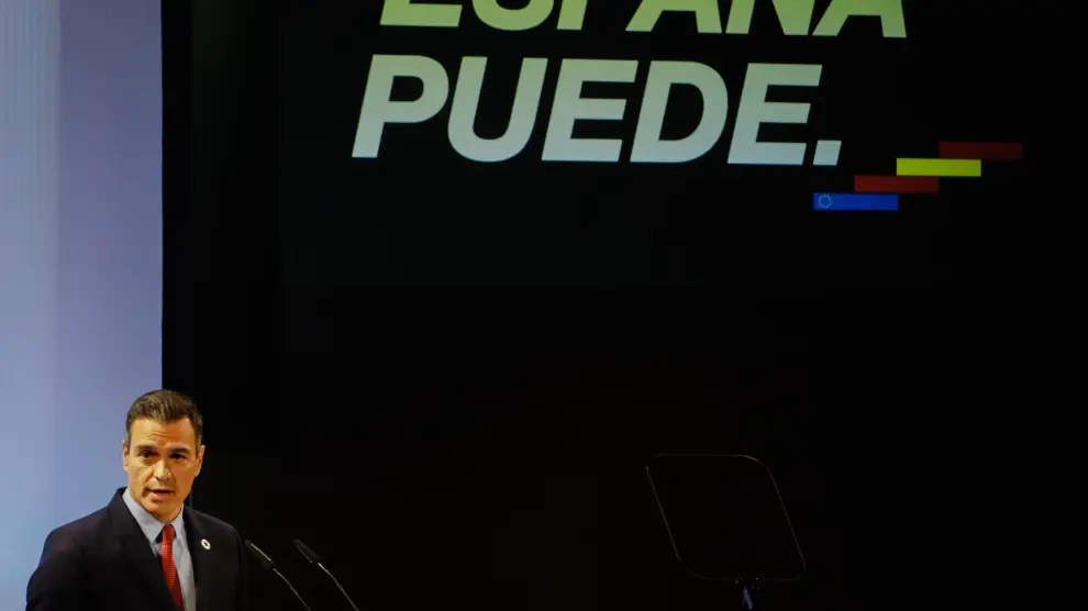 Pedro Sánchez, durante su conferencia 'España puede'.