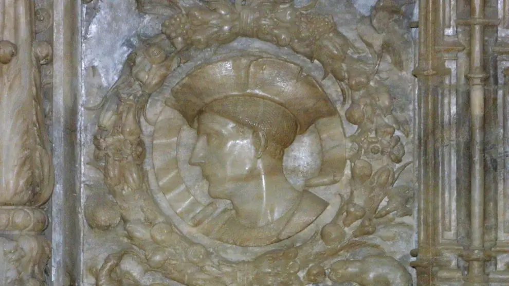 Damián Forment en un detalle del Retablo de la Catedral de Huesca.