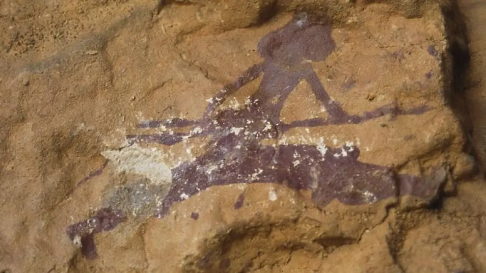 Pintura rupestre en la cueva del Tío Garroso, en Alacón