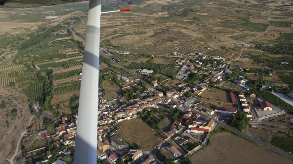 Vista aérea de la experiencia de vuelo de la ruta de la Garnacha.