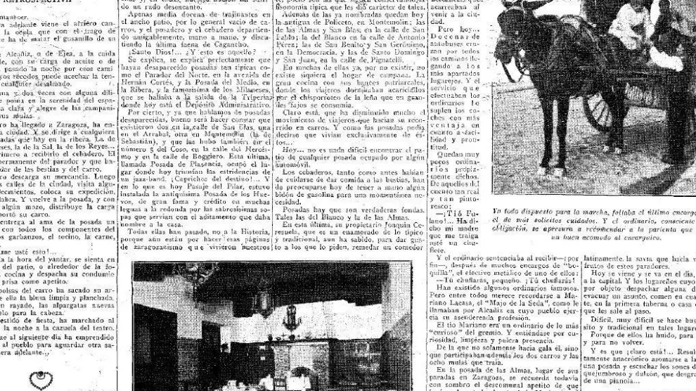 Págiona del artículo 'Las posadas de Zaragoza', publicado el 12 de octubre de 1928 en el extra del Día del Pilar